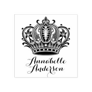 Queen's Crown Personalise Rubber Stamp