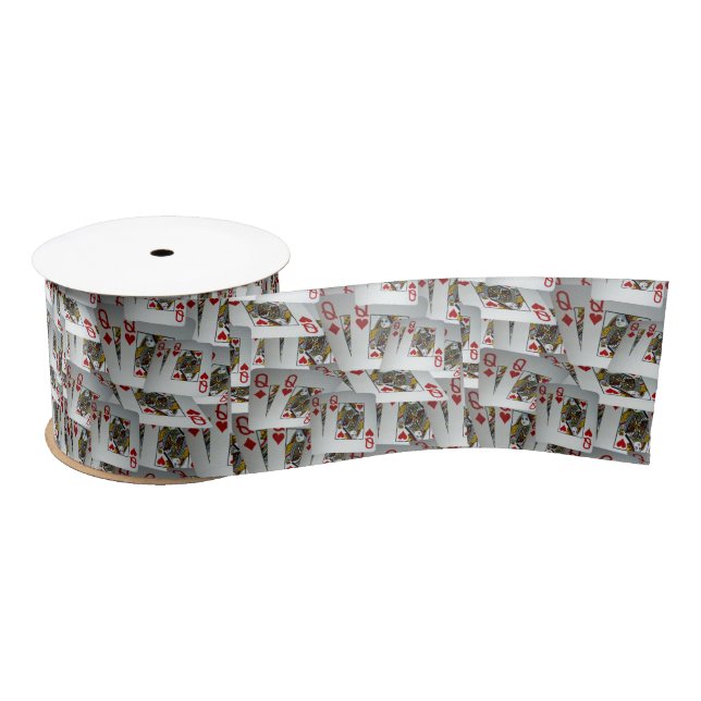 "Queen's Gambit: Scattered Pairs of Pocket Queens" Satin Ribbon (Spool)