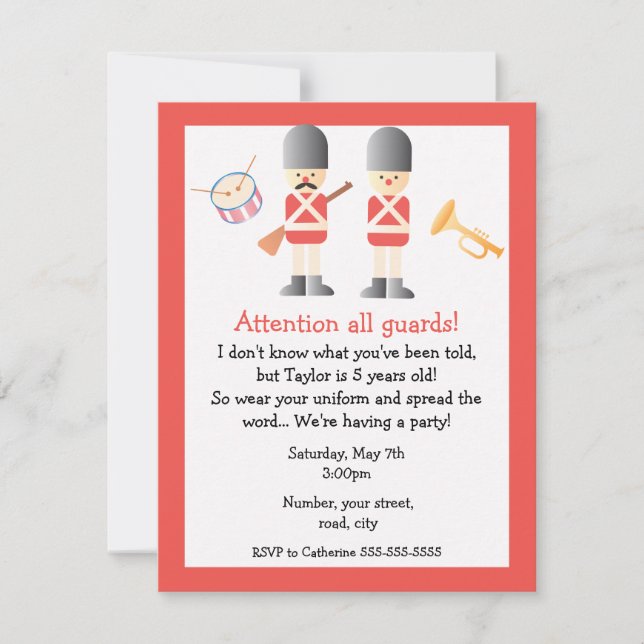 Queen's Guard Birthday Party Invitation (Front)