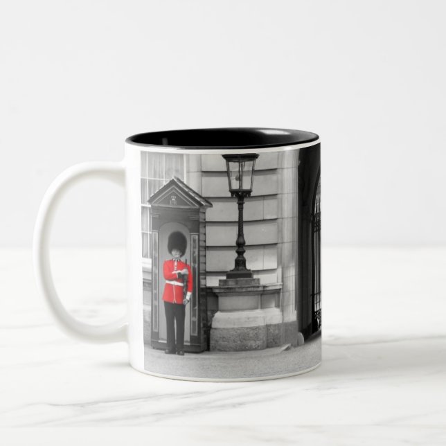 Queen's Guard Keeping Watch Two-Tone Coffee Mug (Left)