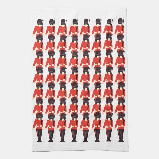 Queens Guard Soldiers Pattern Tea Towel (Vertical)