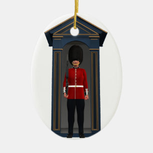 Queen's Guardsman In Shack Ceramic Tree Decoration
