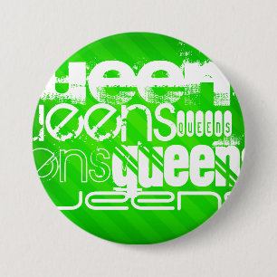 Queens; Neon Green Stripes 7.5 Cm Round Badge