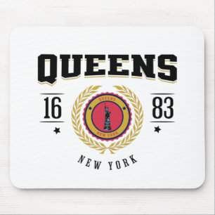 Queens New York 1683 Black Mouse Mat