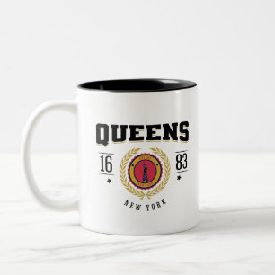 Queens New York 1683 Black Two-Tone Coffee Mug