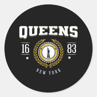 Queens New York 1683 White Classic Round Sticker