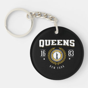 Queens New York 1683 White Key Ring