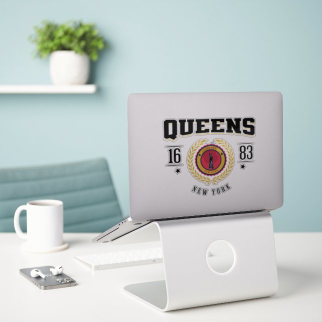 Queens New York Black (Laptop On Desk)