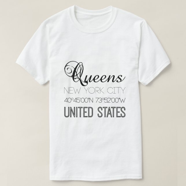 Queens, New York City charming T-Shirt (Design Front)