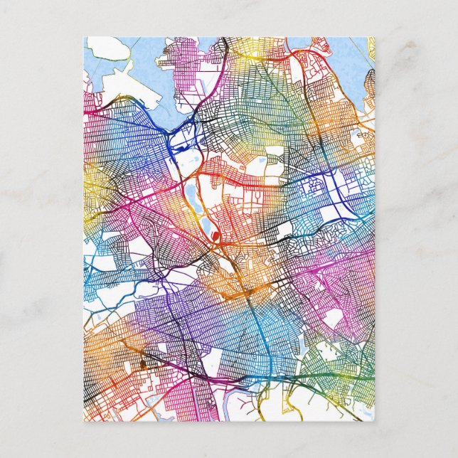 Queens New York Map Postcard (Front)