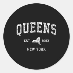 Queens New York Ny Athletic Sports Classic Round Sticker
