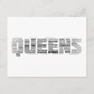 Queens New York Typography Postcard