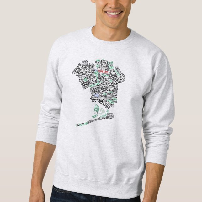 Queens NY Typography Map Sweatshirt (Front)
