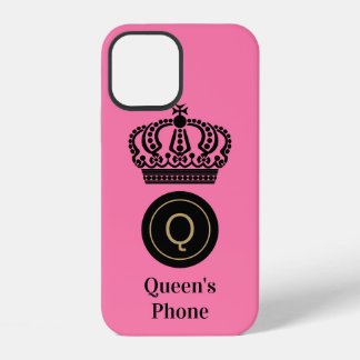 Queen's Phone Pink Background Customised Monogram iPhone 12 Case