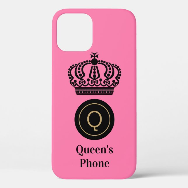 Queen's Phone Pink Background Monogram Custom Case-Mate iPhone Case (Back)