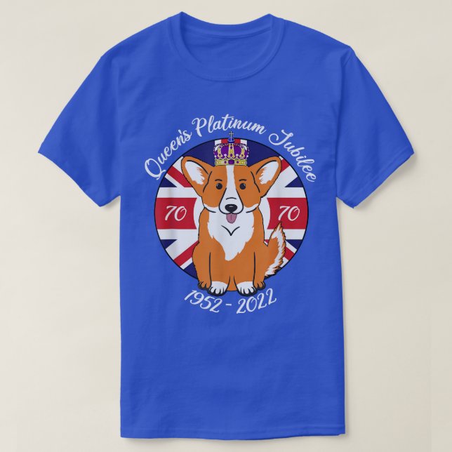 QUEENS PLATINUM JUBILEE 19522022 Corgi in a Crown  T-Shirt (Design Front)