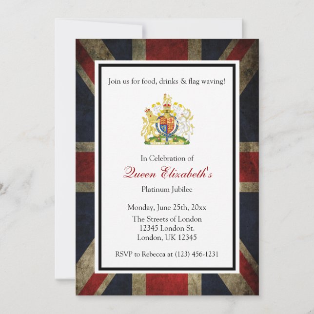 Queen's Platinum Jubilee Party Invitation (Back)