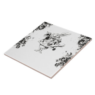 Queen's Rabbit - Vintage Alice Swirls Collection Tile