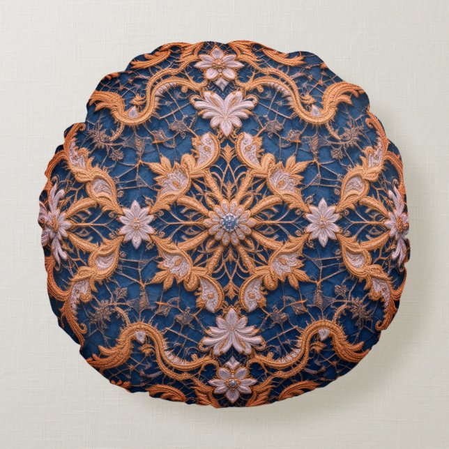 Queen's Rosy Embrace Round Cushion (Front)