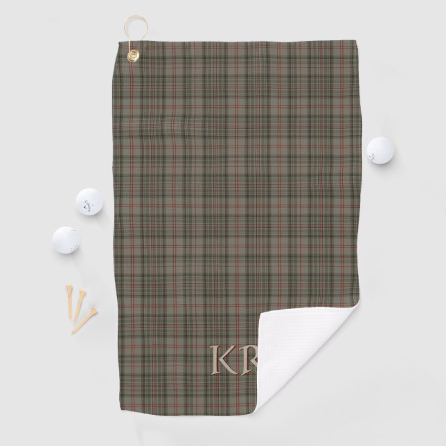 Queens Royal Balmoral Tartan with initials Golf Towel (InSitu)
