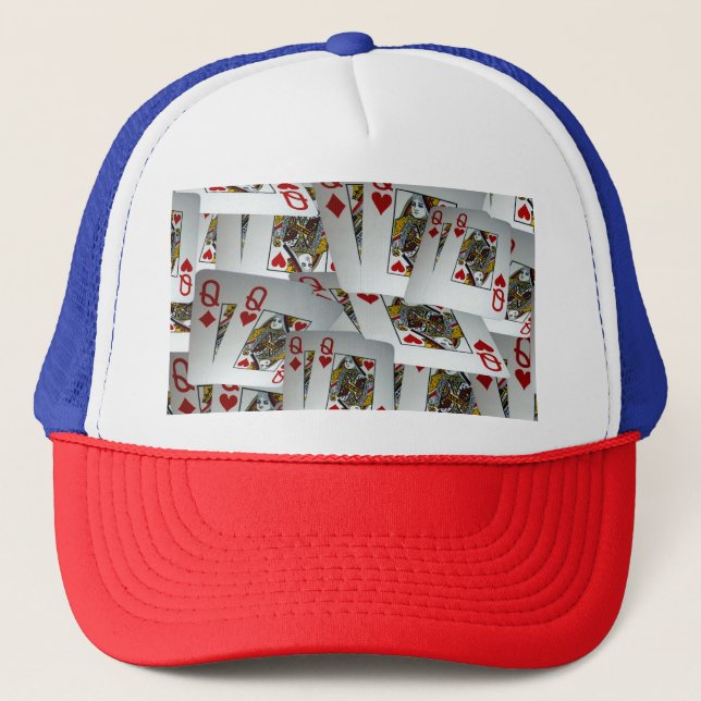 Queens Scattered Poker Cards, Truckers Hat (Front)