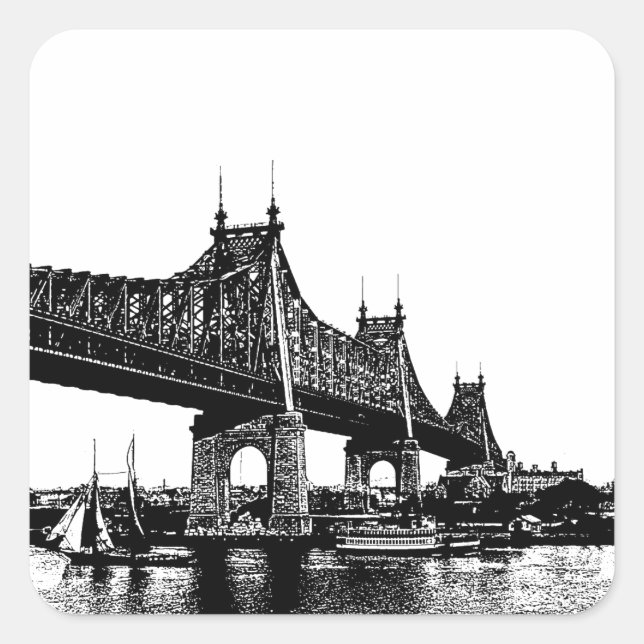 Queensboro Bridge Nautical Ocean Beach seascape  Square Sticker (Front)