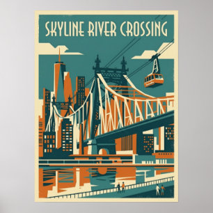 Queensboro Bridge Queens New York City Tramway Poster