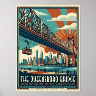 Queensboro Bridge Queens New York City Tramway Poster
