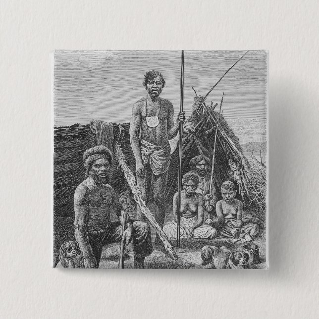 Queensland aborigines engraved from a photograph 15 cm square badge (Front)