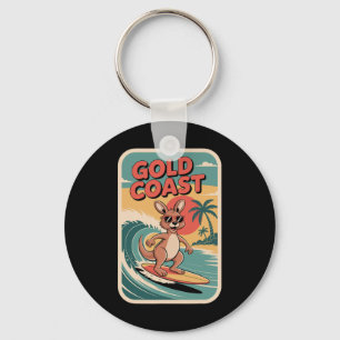 Queensland Beach Vibes Retro Sunset And Fun Surfin Key Ring