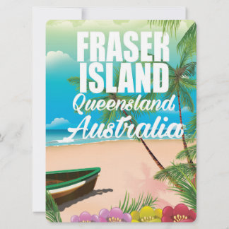 Queensland Fraser Island travel poster Invitation