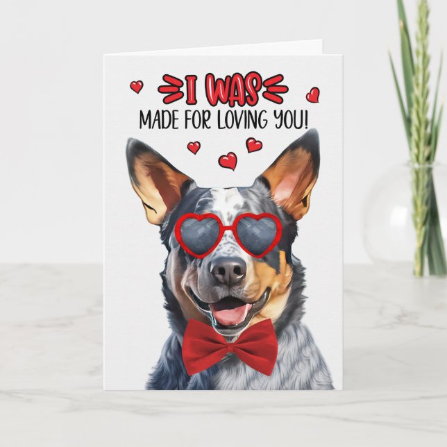 Queensland Heeler Dog Loving You Valentine Holiday Card (Front)