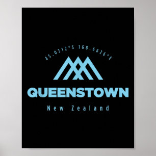 Queenstown Mountain Vacation Skiing New Zealand Poster