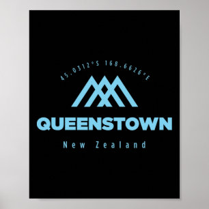 Queenstown Mountain Vacation Skiing New Zealand Poster