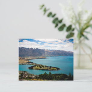 Queenstown New Zealand lake view. Holiday Postcard