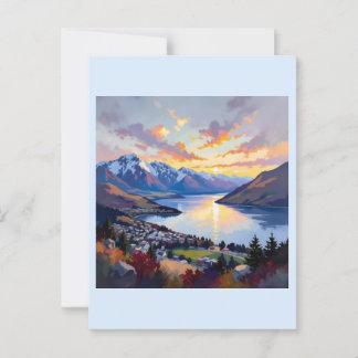 Queenstown - New Zealand - Lake Wakatipu Sunset Postcard