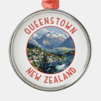 Queenstown New Zealand Retro Distressed Circle