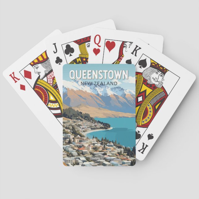 Queenstown New Zealand Travel Art Vintage Playing Cards (Back)