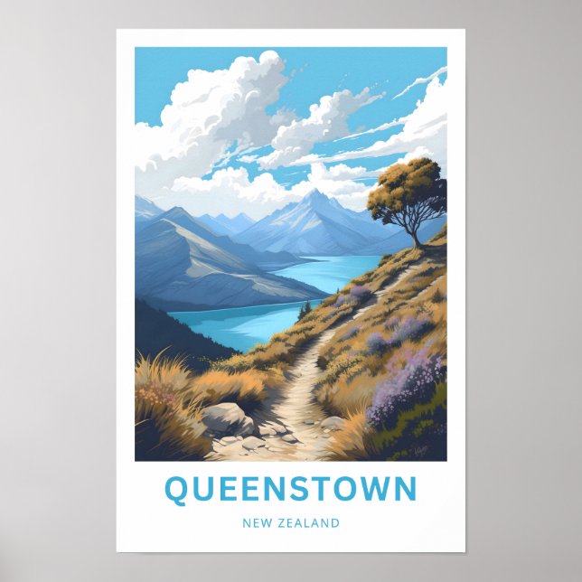 Queenstown New Zealand Travel Print (Front)