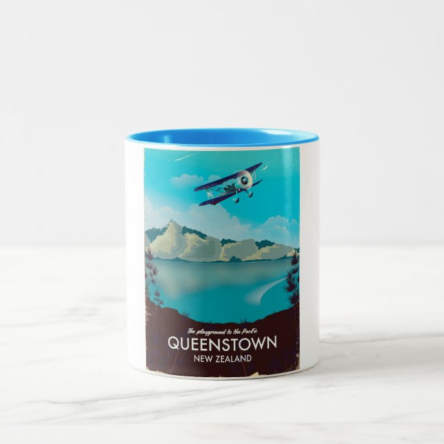 Queenstown New Zealand Two-Tone Coffee Mug (Center)