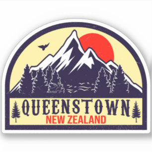 Queenstown New Zealand Vintage Retro Mountain