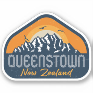 Queenstown New Zealand Vintage Retro Mountain ski