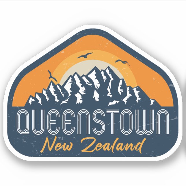 Queenstown New Zealand Vintage Retro Mountain ski (Front)