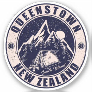 Queenstown New Zealand Vintage Retro Mountain ski