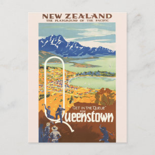 Queenstown, New Zealand Vintage Travel Postcard