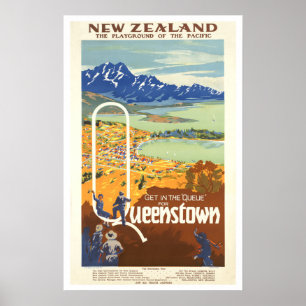 Queenstown, New Zealand ~ Vintage Travel Poster