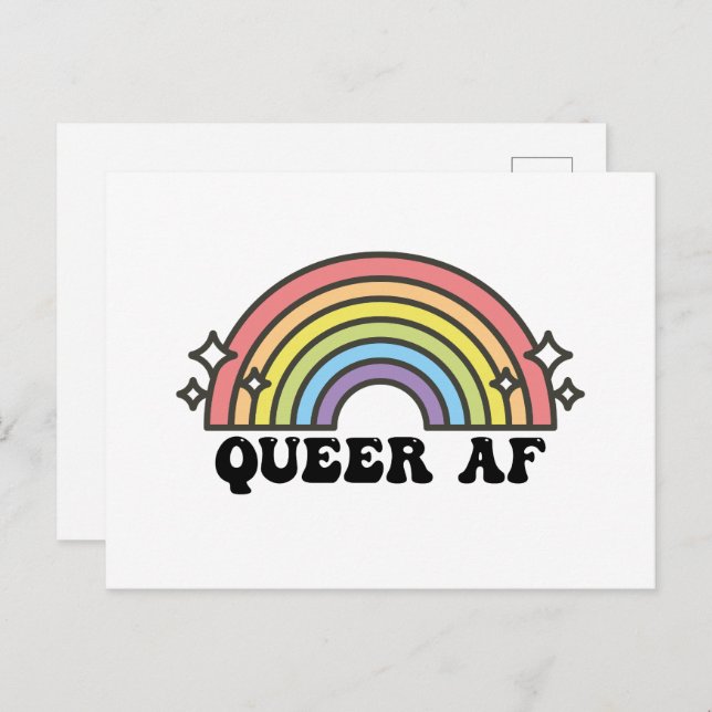Queer AF Gay Pride Lesbian Trans Bisexual LGBTQ Postcard (Front/Back)