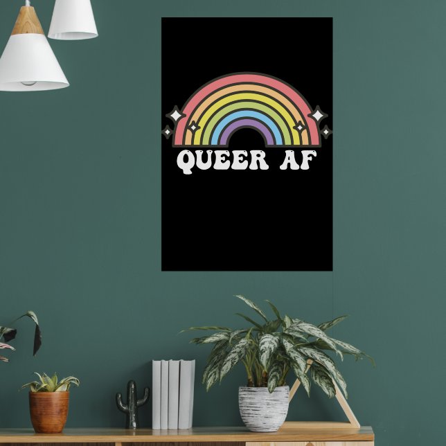 Queer AF Gay Pride Lesbian Trans Bisexual LGBTQ Poster (Living Room 1)