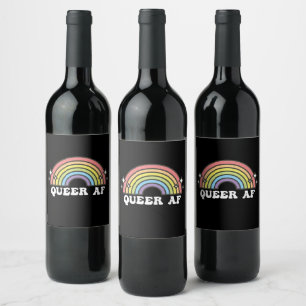 Queer AF Gay Pride Lesbian Trans Bisexual LGBTQ Wine Label