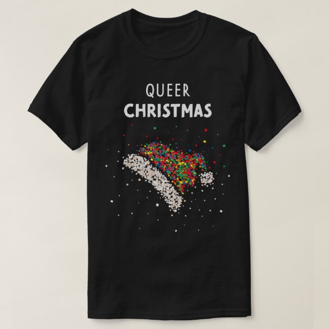 Queer Christmas Santa Hat LGBTQ Pride T-Shirt (Design Front)